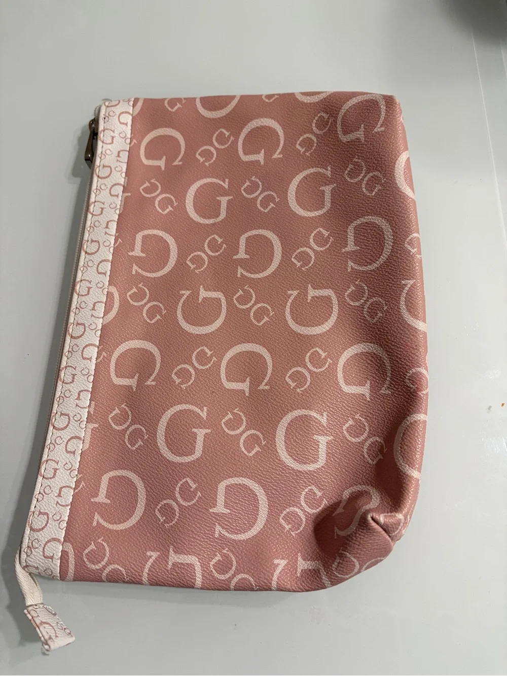Guess Blush Pink Logo Zip Pouch